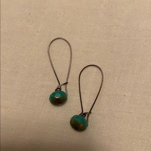 Dangly earrings with turquoise bead